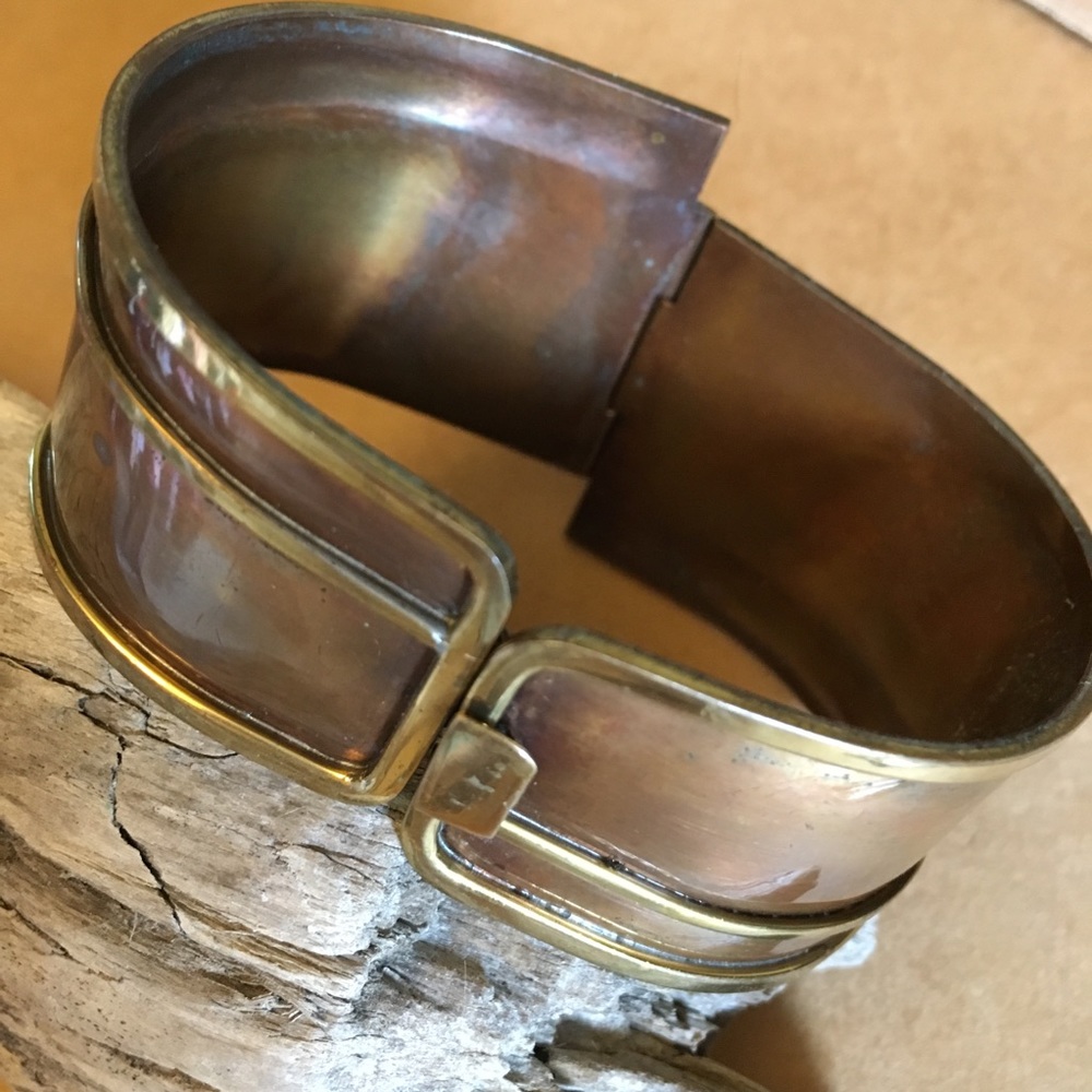 Copper cuff bracelet/earring set from Europe - Picture 2 of 5